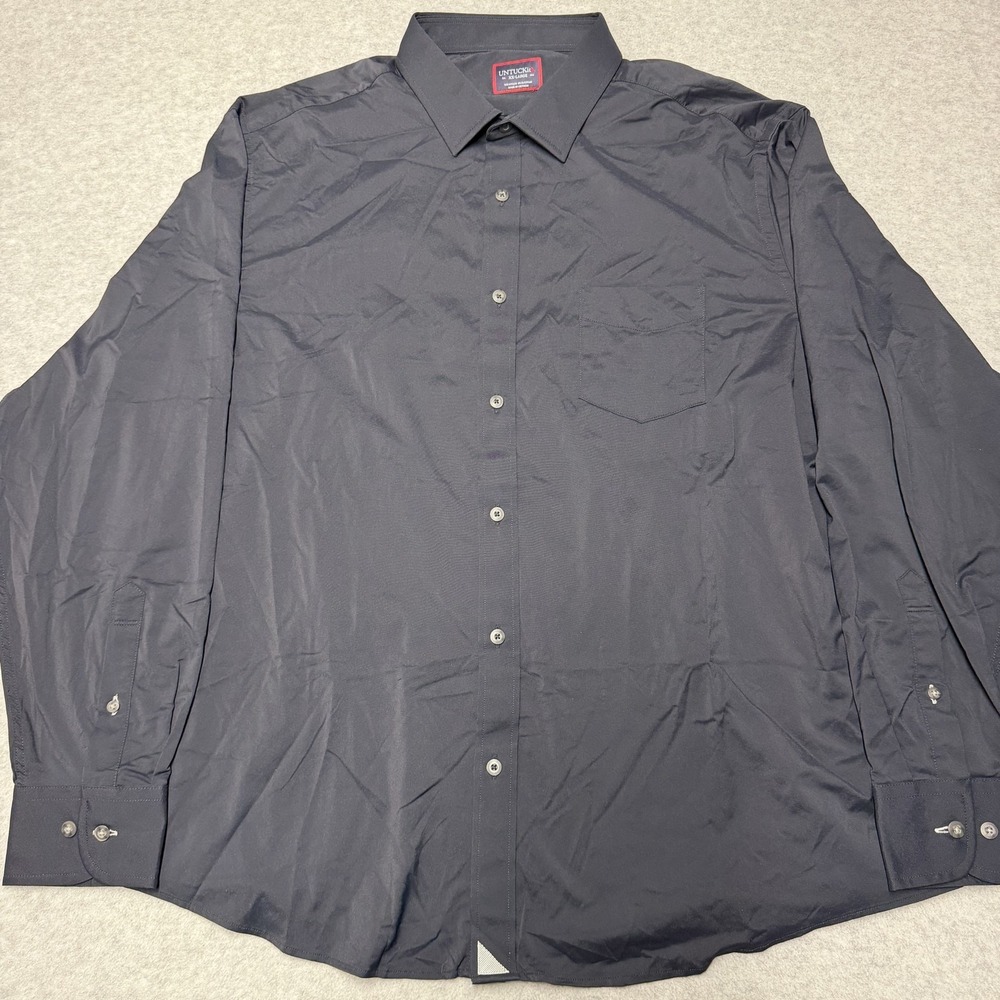UNTUCKit Shirt Mens 2XL Gray Solid Stretch Long Sleeve Button Up Casual